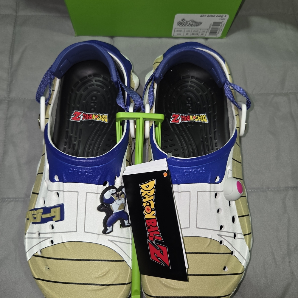 CROCS Dragon Ball Z Kids Clogs in Blue, White, Tan with Character Charm